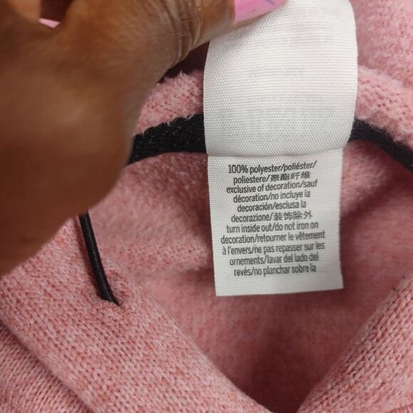 Victorias Secret PINK Fleece Hoodie Pink Drawstring Hem Logo Pullover MEDIUM - Picture 5 of 11